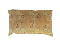 Colorful Indian sari pillowcase in 30x50 with turquoise, dark blue and gold patterned ornaments and wave/geometric design - unique boho and vintage sari pillow
