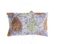 Sari pillowcase 30x50 in orange, sand and olive green with Indian, oriental boho pattern - unique sari pillow in upcycled vintage fabric.