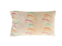 Unique sari pillowcase 30x50 with colorful green, dusty red and cream patterns, bohemian oriental Indian pillowcase in upcycled vintage style