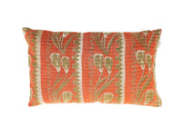 Sari pillowcase 30x50 in vintage boho style with green leaves and multi-colored floral patterns - unique sari pillow