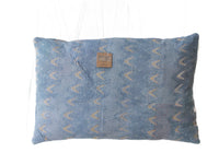 Sari pillowcase 60x40 with colorful stripes in turquoise, dusty pink, gray and dark blue - unique Indian pillows in vintage boho style (upcycled sari pillow)