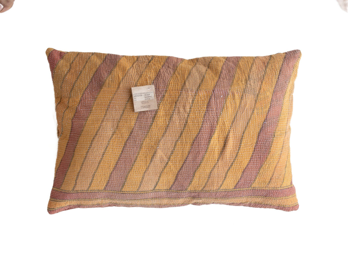 Sari pillowcase 60x40 with colorful Indian patterns in white, red, green and blue - unique sari pillow in boho/bohemian vintage style