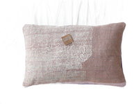 Sari pillowcase 60x40 with colorful patchwork checks in rose, pink, purple and gray pattern for vintage, boho and Indian sari pillows