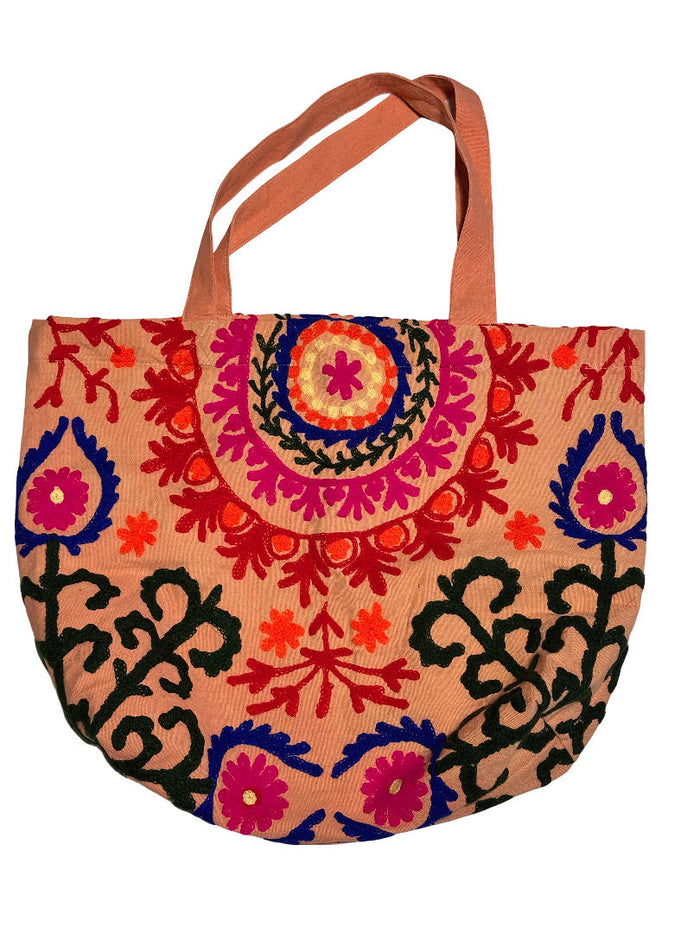 Suzani Canvas Beach Bag Orange